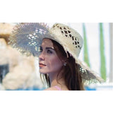 Flared Straw Hat Embossed Sun Hat