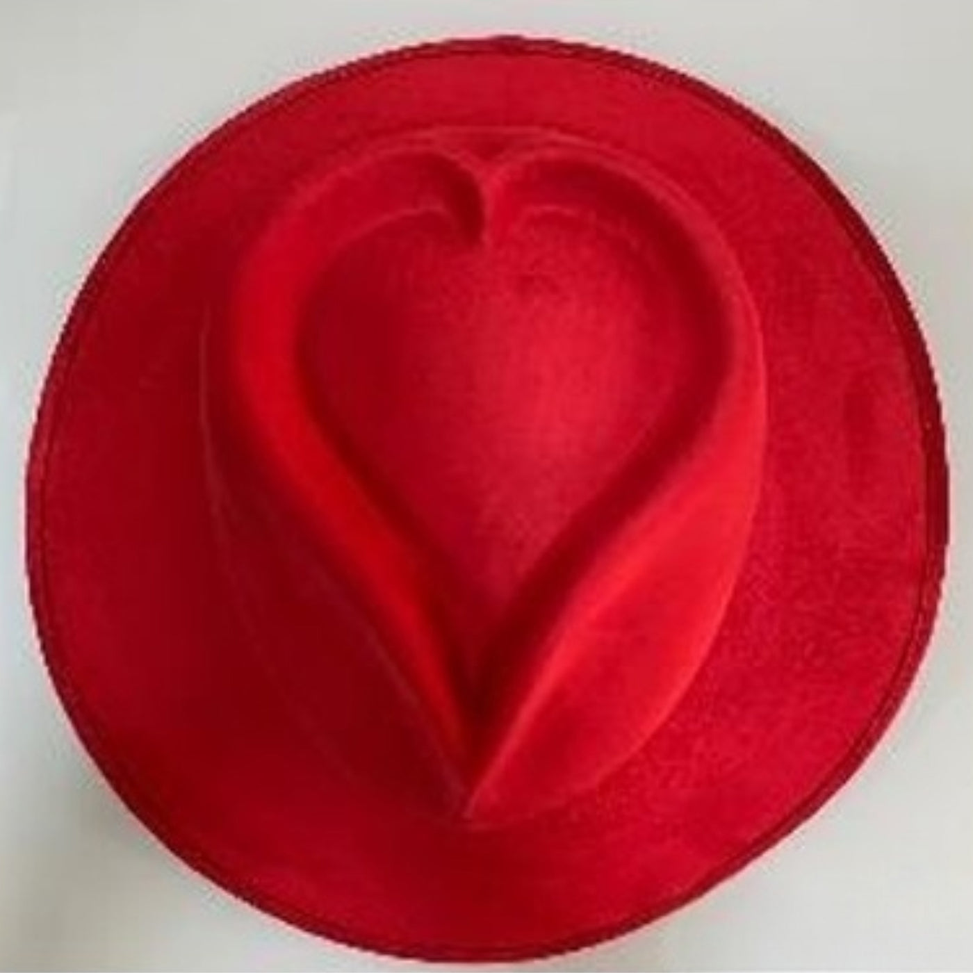 Heart Crown Fedora Hat Bright Red