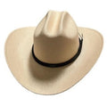 Straw cowboy hat Rice Paper style in beige woven finish