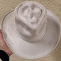 Skull Crown Fedora Hat Western Style Beige