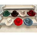Skull Crown Fedora Hat Western Style Crimson Red