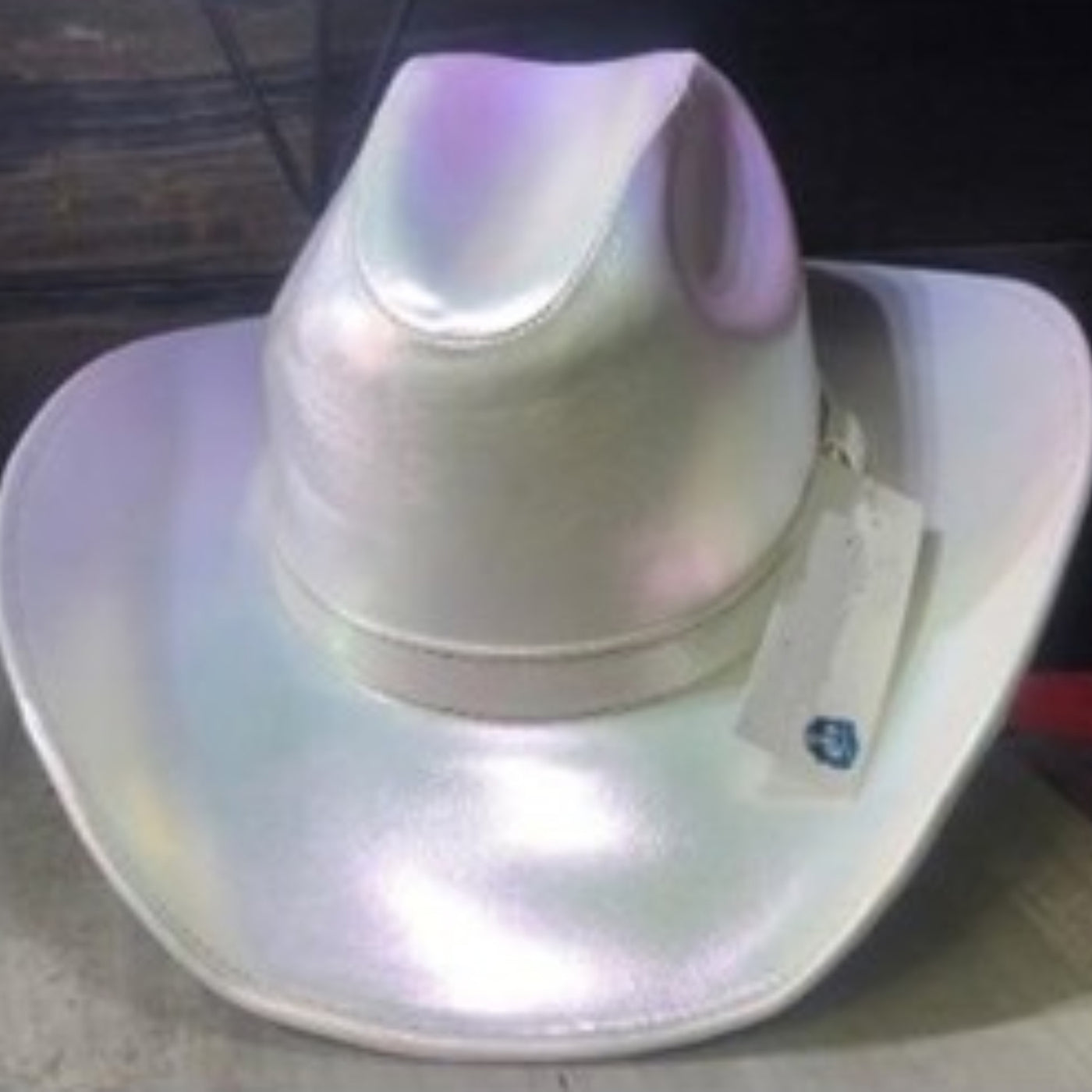 White cowboy hat Sparkle silver metallic style