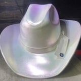 White Cowboy Hat Sparkle Iridescent Style