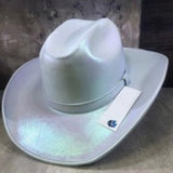 White Cowboy Hat Sparkle Iridescent Style