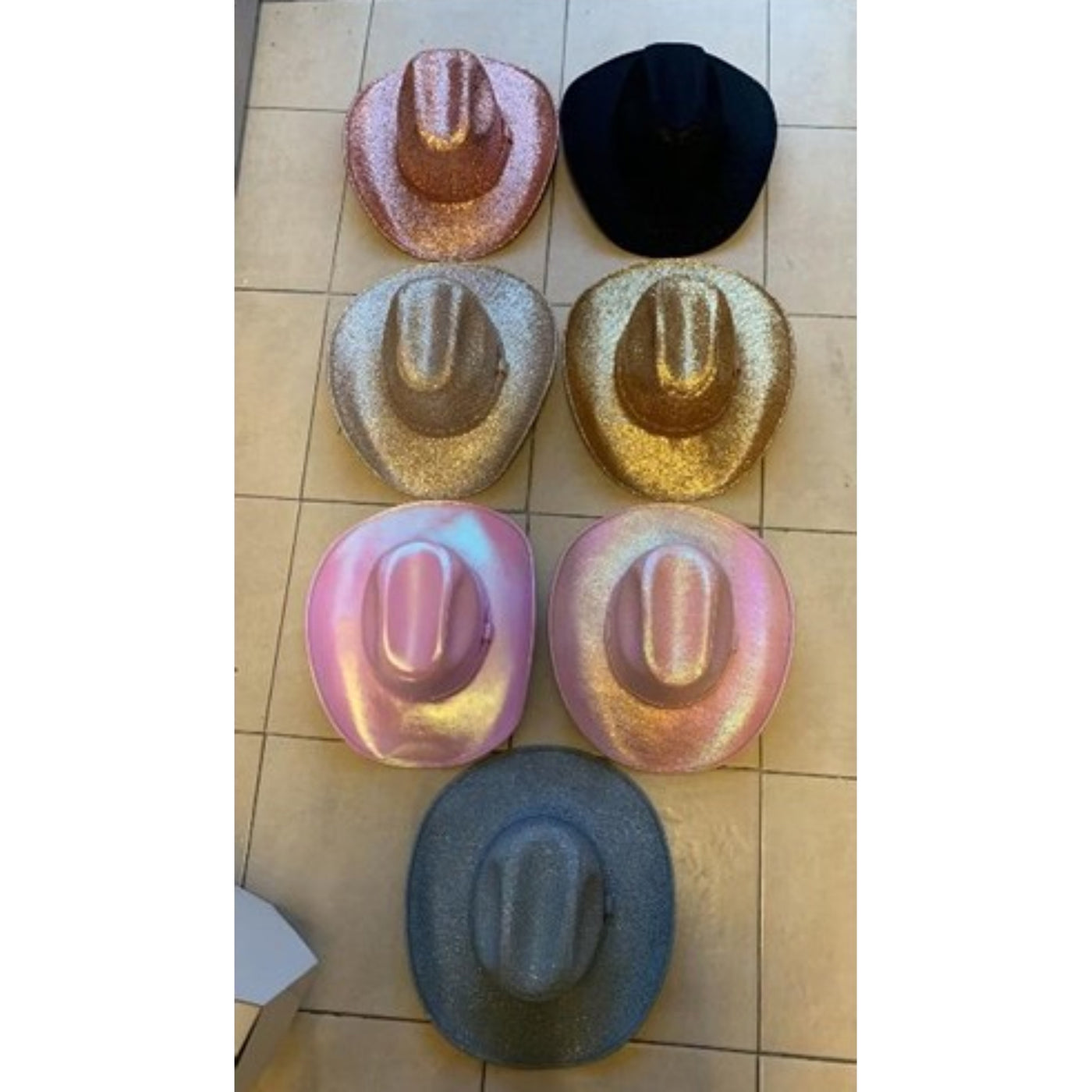 White cowboy hat Sparkle antique gold western style
